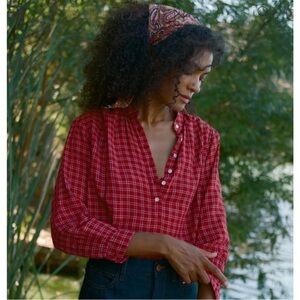DOEN BLOUSE HOLDE TOP -- ROUGE COTTAGE PLAID size xxsmall